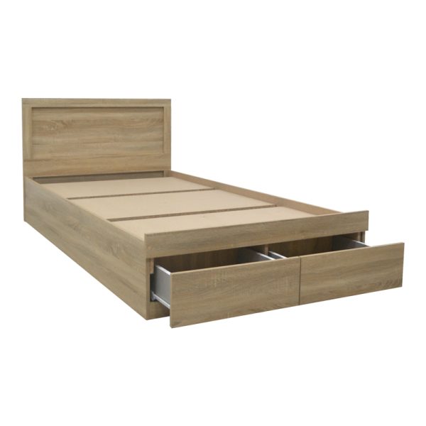 123 000238 3 5 Bed Olympus pakoworld with drawer in light oak 120x200cmIndoor furniture > Beds