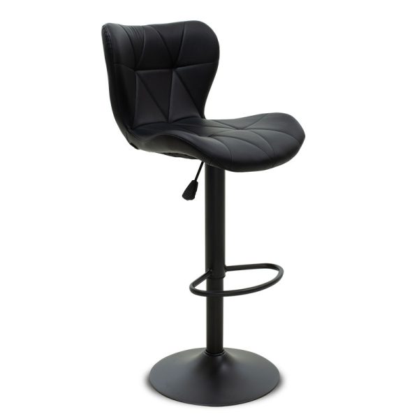 127 000089 10 Bar stool Coozy pakoworld adjustable height black matte metal with PU in blackIndoor furniture > Bar stools