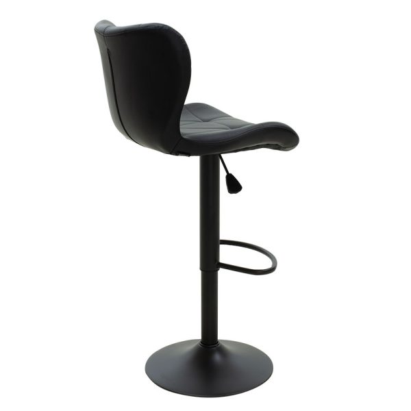 127 000089 2 7 Bar stool Coozy pakoworld adjustable height black matte metal with PU in blackIndoor furniture > Bar stools