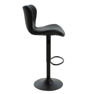 127 000089 3 7 Bar stool Coozy pakoworld adjustable height black matte metal with PU in blackIndoor furniture > Bar stools