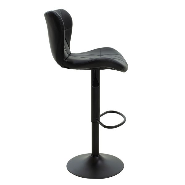 127 000089 3 7 Bar stool Coozy pakoworld adjustable height black matte metal with PU in blackIndoor furniture > Bar stools