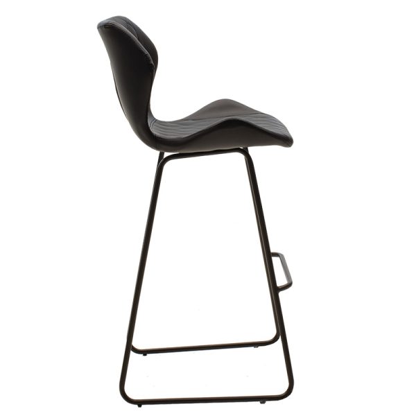 127 000093 2 7 Bar stool Theo pakoworld metal black with PU in black colorSPRING OFFERS