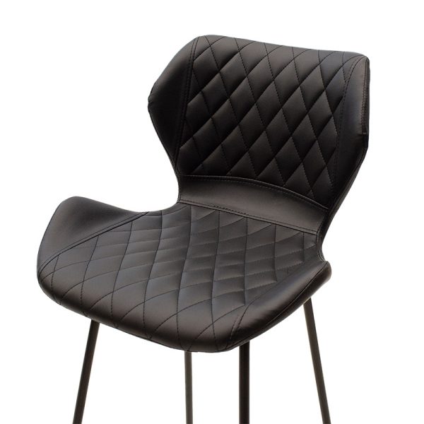 127 000093 4 7 Bar stool Theo pakoworld metal black with PU in black colorSPRING OFFERS