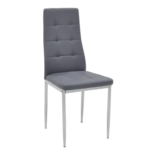 127 000111 12 Chair Cube pakoworld PU grey-chrome legIndoor furniture > Chairs