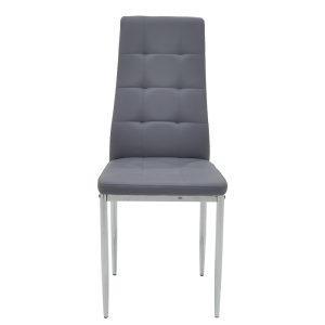 127 000111 2 9 Chair Cube pakoworld PU grey-chrome legIndoor furniture > Chairs