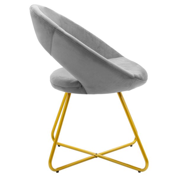 127 000133 2 5 Chair Valentina pakoworld metal golden with velvet greyIndoor furniture > Chairs