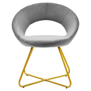 127 000133 3 5 Chair Valentina pakoworld metal golden with velvet greyIndoor furniture > Chairs
