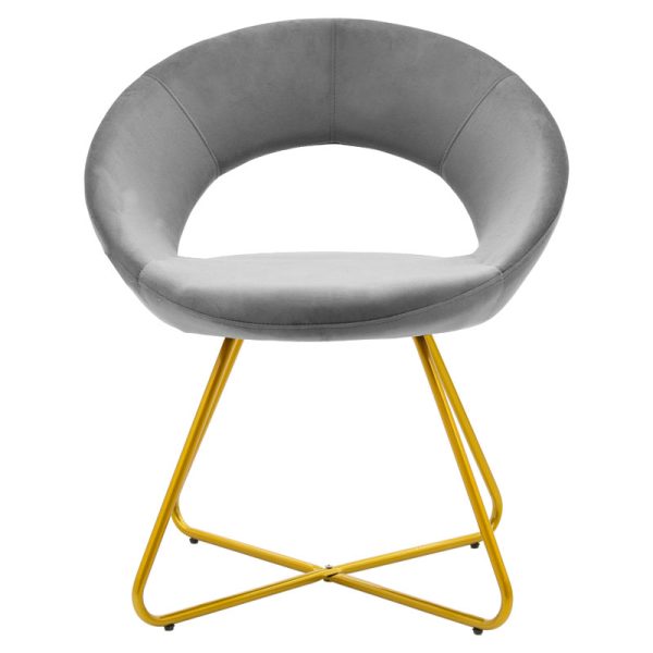127 000133 3 5 Chair Valentina pakoworld metal golden with velvet greyIndoor furniture > Chairs