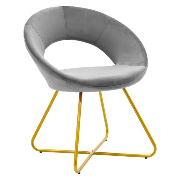 127 000133 8 Chair Valentina pakoworld metal golden with velvet greyIndoor furniture > Chairs