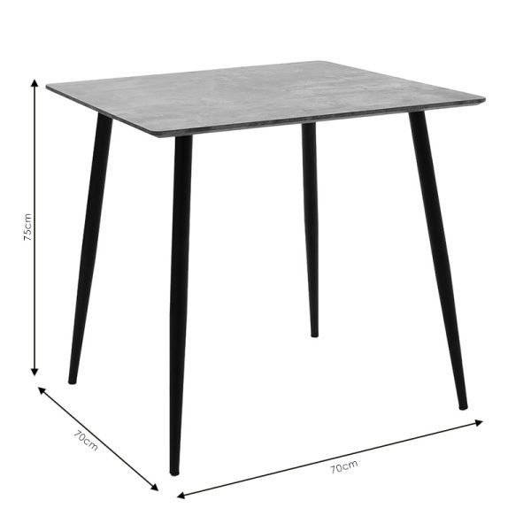 127 000136 3 2 Dining table Cuba pakoworld MDF color grey cement-black 70x70x75cmIndoor furniture > Dining Tables