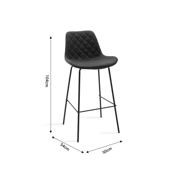 127 000153 3 3 Bar stool Faith pakoworld antique anthracite pu-black metal 50x54x104cmIndoor furniture > Bar stools