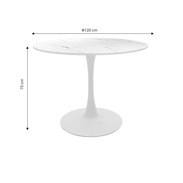 127 000167 3 7 Dining table Balou I pakoworld MDF marble white D120x75cmIndoor furniture > Dining Tables