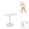 127 000171 7 Aurora-Balou I pakoworld dining table set of 5 pp-mdf in white marble color D120x75cmIndoor furniture > Dinning sets