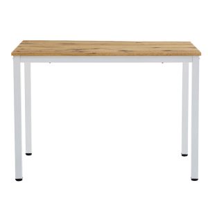 127 000178 2 4 Dining table Witte pakoworld MDF/Metal in sonoma color with white leg 110x70x76cmIndoor furniture > Dining Tables