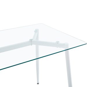 127 000180 3 7 Dining table QUANA pakoworld transparent glass with white legs 120x70x75cmIndoor furniture > Dining Tables