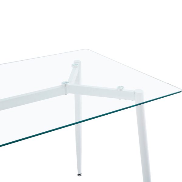 127 000180 3 7 Dining table QUANA pakoworld transparent glass with white legs 120x70x75cmIndoor furniture > Dining Tables