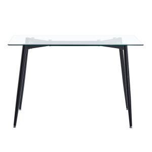 127 000181 2 5 Dining table QUANA pakoworld transparent glass with black legs 120x70x75cmIndoor furniture > Dining Tables