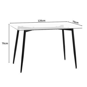 127 000181 3 5 Dining table QUANA pakoworld transparent glass with black legs 120x70x75cmIndoor furniture > Dining Tables