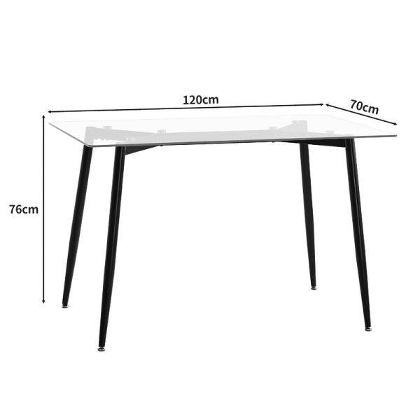 127 000181 3 5 Dining table QUANA pakoworld transparent glass with black legs 120x70x75cmIndoor furniture > Dining Tables