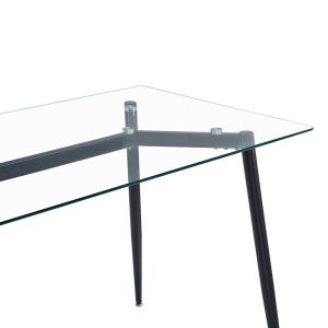 127 000181 4 5 Dining table QUANA pakoworld transparent glass with black legs 120x70x75cmIndoor furniture > Dining Tables