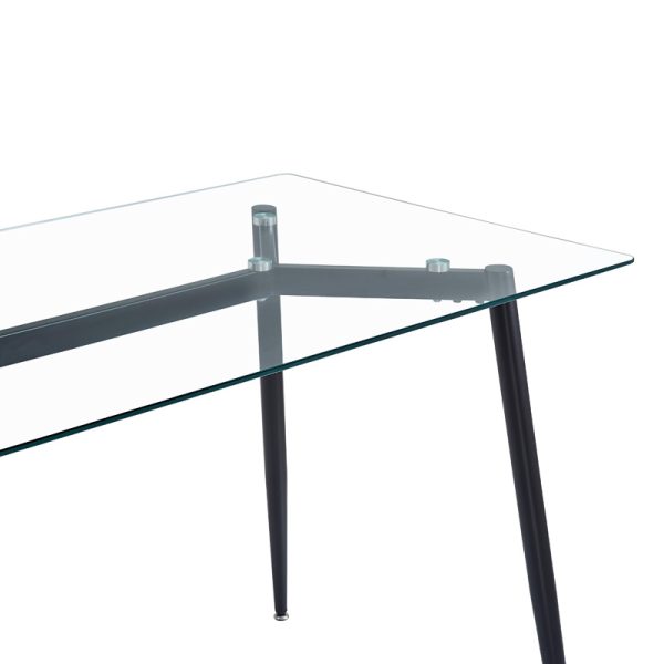 127 000181 4 5 Dining table QUANA pakoworld transparent glass with black legs 120x70x75cmIndoor furniture > Dining Tables
