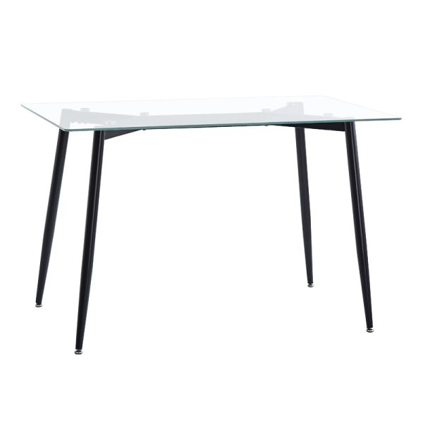 127 000181 8 Dining table QUANA pakoworld transparent glass with black legs 120x70x75cmIndoor furniture > Dining Tables