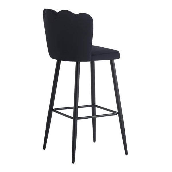 127 000182 2 5 Bar stool Velvi pakoworld velvet in black color 46x45x105.5cmIndoor furniture > Bar stools