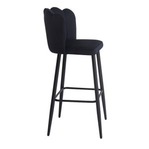 127 000182 3 5 Bar stool Velvi pakoworld velvet in black color 46x45x105.5cmIndoor furniture > Bar stools