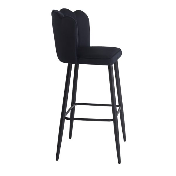 127 000182 3 5 Bar stool Velvi pakoworld velvet in black color 46x45x105.5cmIndoor furniture > Bar stools