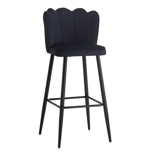 127 000182 8 Bar stool Velvi pakoworld velvet in black color 46x45x105.5cmIndoor furniture > Bar stools