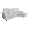 128 000036 9 Stool-bed Grejio pakoworld fabric in grey shade and black metal leg 70x70x45cmIndoor furniture > Stools