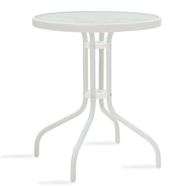 130 000001 15 Watson pakoworld table metal white-glass D60x70cmOutdoor furniture > Garden dining sets