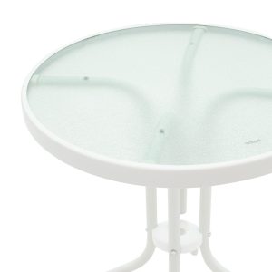 130 000001 2 13 Watson pakoworld table metal white-glass D60x70cmOutdoor furniture > Garden dining sets