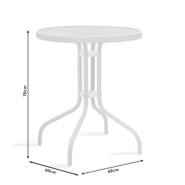 130 000001 3 13 Watson pakoworld table metal white-glass D60x70cmOutdoor furniture > Garden dining sets