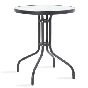 130 000002 10 Watson pakoworld table metal black-glass D60x70cmOutdoor furniture > Garden dining sets