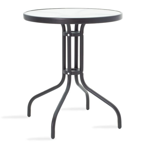 130 000002 10 Watson pakoworld table metal black-glass D60x70cmOutdoor furniture > Garden dining sets