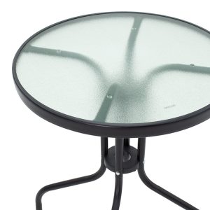 130 000002 2 8 Watson pakoworld table metal black-glass D60x70cmOutdoor furniture > Garden dining sets