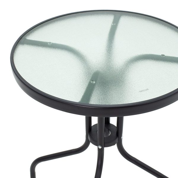 130 000002 2 8 Watson pakoworld table metal black-glass D60x70cmOutdoor furniture > Garden dining sets