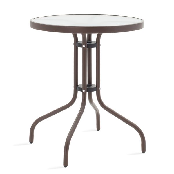 130 000003 11 Watson pakoworld table metal brown-glass D60x70cmOutdoor furniture > Garden dining sets