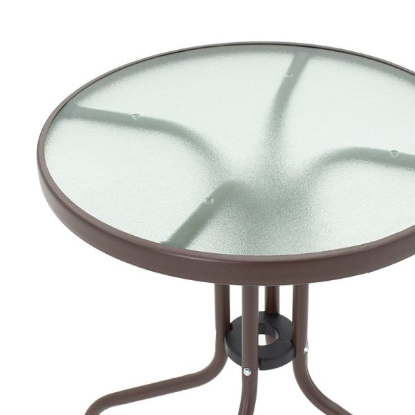 130 000003 2 9 Watson pakoworld table metal brown-glass D60x70cmOutdoor furniture > Garden dining sets