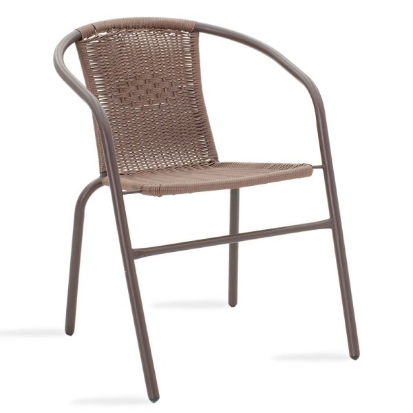 130 000008 14 Obbi pakoworld armchair metal-pe in brown color 54x56x73cmOutdoor furniture > Garden armchairs