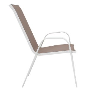 130 000010 2 10 Armchair Calan pakoworld metal white-textilene brown 55x75x90cmOutdoor furniture > Garden armchairs