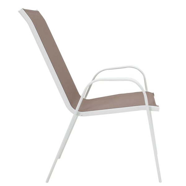 130 000010 2 10 Armchair Calan pakoworld metal white-textilene brown 55x75x90cmOutdoor furniture > Garden armchairs