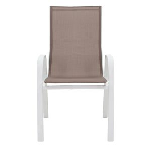 130 000010 3 10 Armchair Calan pakoworld metal white-textilene brown 55x75x90cmOutdoor furniture > Garden armchairs