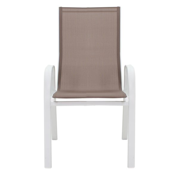 130 000010 3 10 Armchair Calan pakoworld metal white-textilene brown 55x75x90cmOutdoor furniture > Garden armchairs