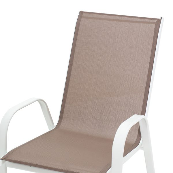 130 000010 4 10 Armchair Calan pakoworld metal white-textilene brown 55x75x90cmOutdoor furniture > Garden armchairs
