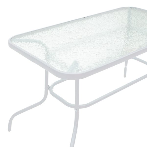 130 000015 2 6 Table Ensure pakoworld metal white-glass 120x70x70cmOutdoor furniture > Garden dining sets