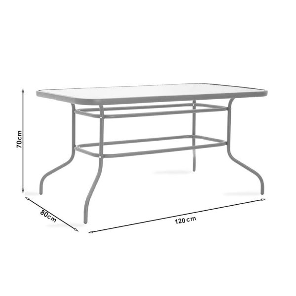 130 000015 3 6 Table Ensure pakoworld metal white-glass 120x70x70cmOutdoor furniture > Garden dining sets