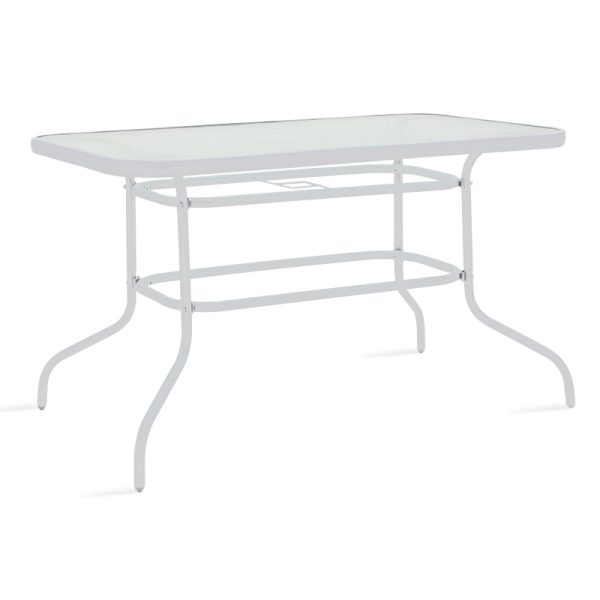 130 000015 8 Table Ensure pakoworld metal white-glass 120x70x70cmOutdoor furniture > Garden dining sets