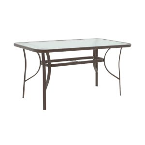 130 000017 10 Ensure pakoworld table metal brown-glass 120x70x70cmOutdoor furniture > Garden dining sets